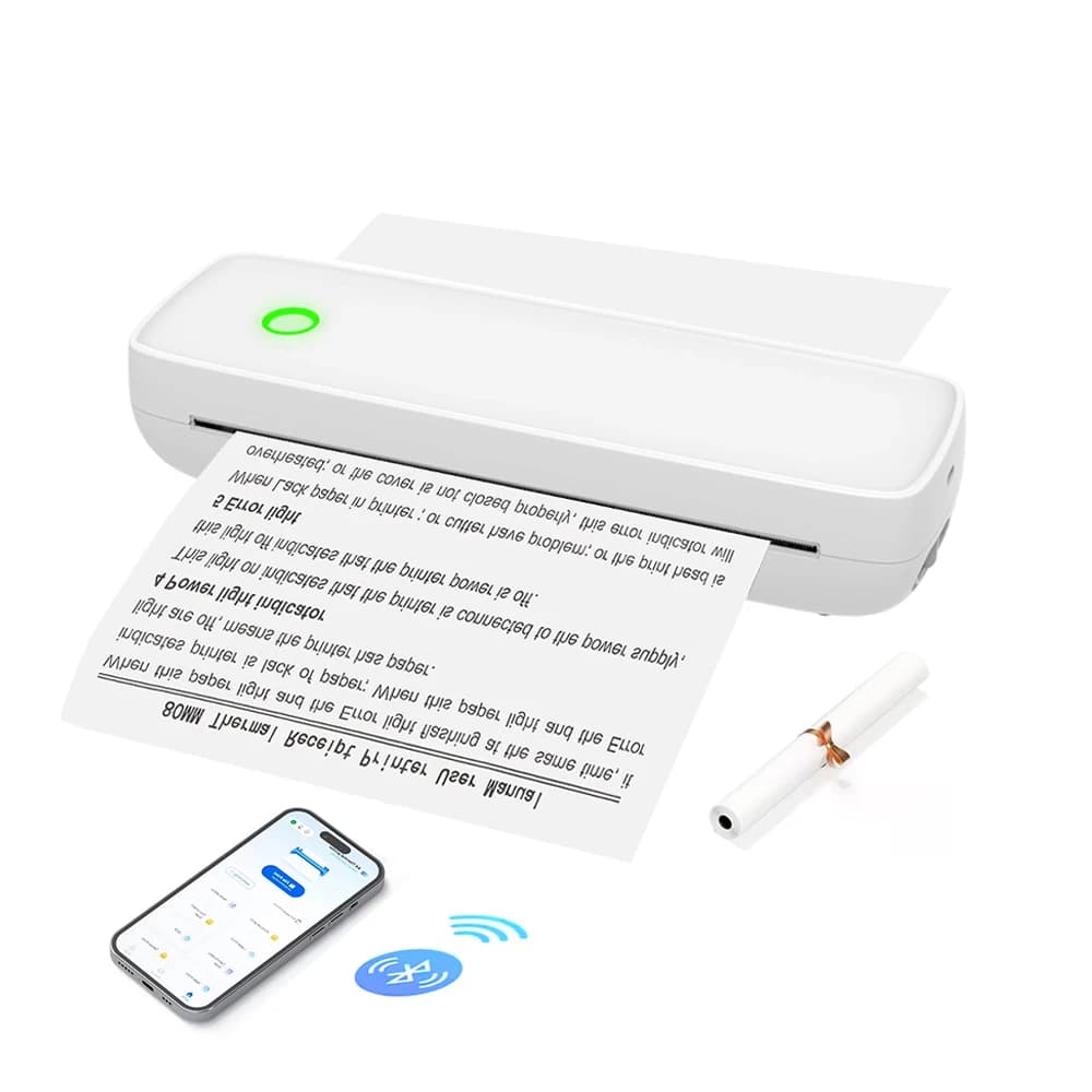 Stampante termica portatile per documenti A4 8,26"x11,69" Compatibile con lettere Dispositivi IOS e Android Pronto per telefono e laptop