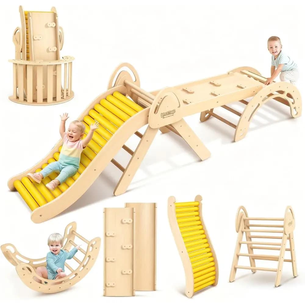 Set triangolo per bambini, giocattoli da arrampicata per bambini 10 in 1 per interni, set da arrampicata Montessori in legno pieghevole, parco giochi per interni B
