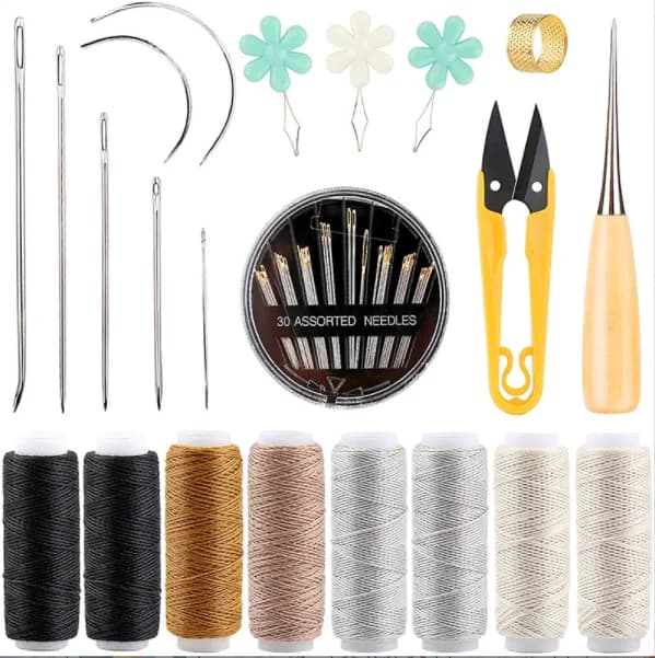 Kit di Riparazione in Pelle, Set di Strumenti per Cucire Scarpe, Riparare Mobili e Divani, Attrezzi per Artigianato, Cucito a Mano, Quilting, Punteruolo