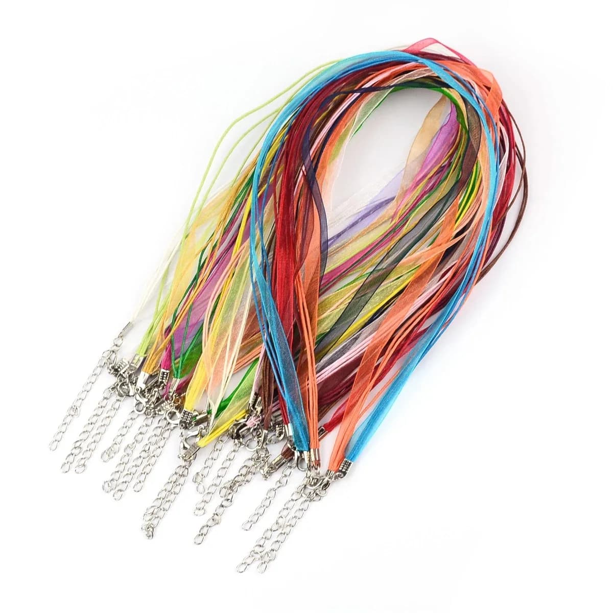 Il trasporto Libero 20 pz 18 pollici Nastro di Organza Cera di Cotone Collana Cavo, Catena di Prolunga, Chiusura Aragosta, Accessorio FAI DA TE