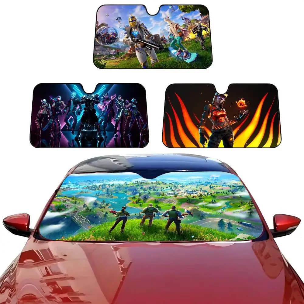 Parasole per Auto con Tema Fortnite, Protezione Anti-UV per Parabrezza Anteriore e Posteriore, Accessori per Visiera
