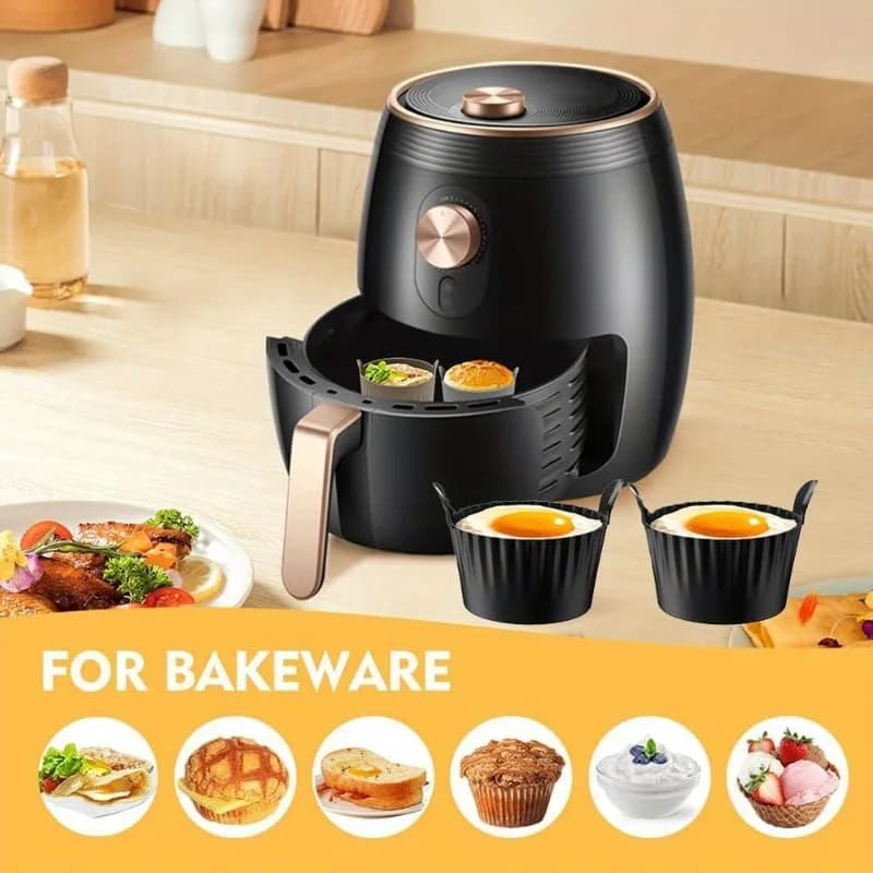 Set of 3 Non-stick Silicone Stamps for Muffin, Cakes and Eggs, Reusable for Oven and Air Fryer