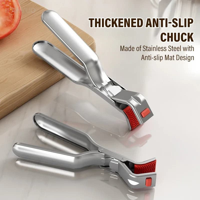 Clip Antiscottatura in Acciaio Inox per Piatti Caldi, Morsetto Antiscivolo per Ciotole, Padelle, Friggitrici ad Aria, Vaporiere e Forni