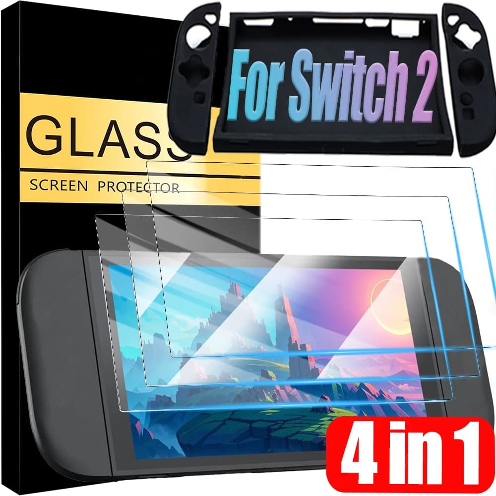 Per Nintendo Switch 2 Set protettivi Pellicola proteggi schermo in vetro temperato Custodia protettiva per console di gioco Impermeabile antigraffio