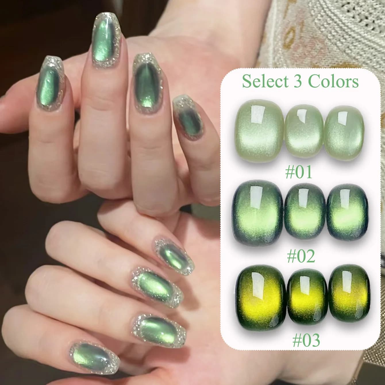 1 pz TC Spring Nuovo Smalto Semipermanente Magnetico Gel Verde Cat Eye Ultra Brillante Soak Off UV per Manicure Nail Art