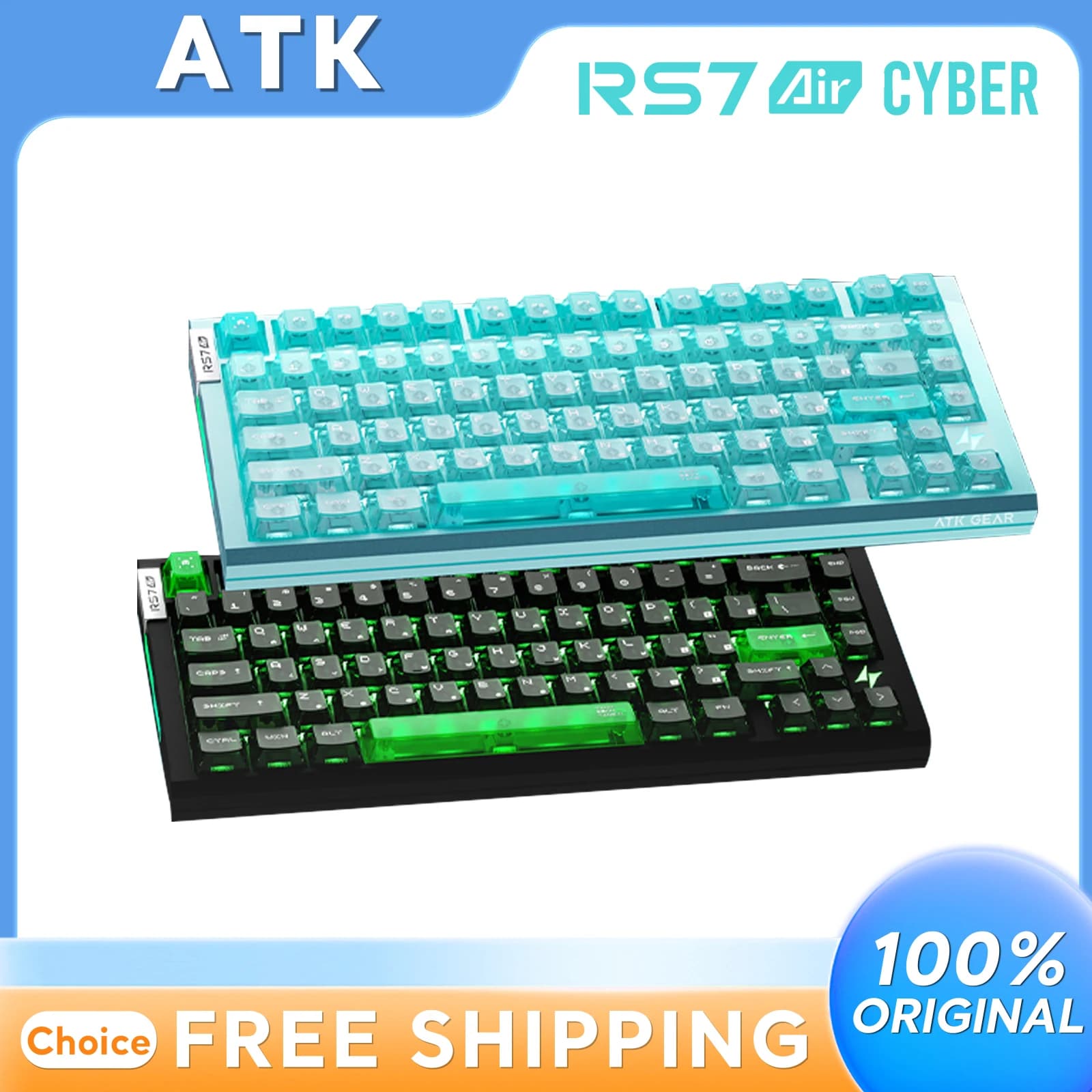 Tastiera da Gaming Magnetica ATK GEAR RS7 Air Cyber, 75%, Frequenza di Aggiornamento 8000Hz, Alta Precisione, Impermeabile, Personalizzabile per PC