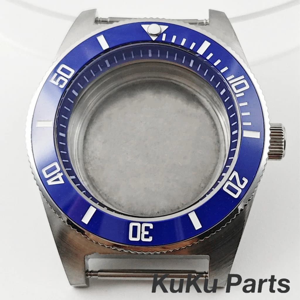 Casse per orologi da uomo da 40 mm con ghiera in ceramica blu per immersioni, modello 62MAS modificato, compatibili con movimenti NH35, NH36, NH34, NH38, quadrante modificato da 28,5 mm.