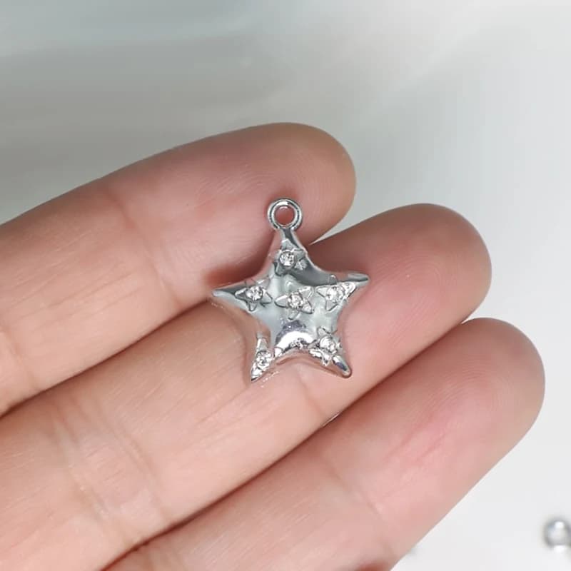 10Pcs DIY Crystal Stars Charms Pentagram Alloy Pendant for Jewelry Making Handmade Earrings Necklace Diy Accessories Supplies