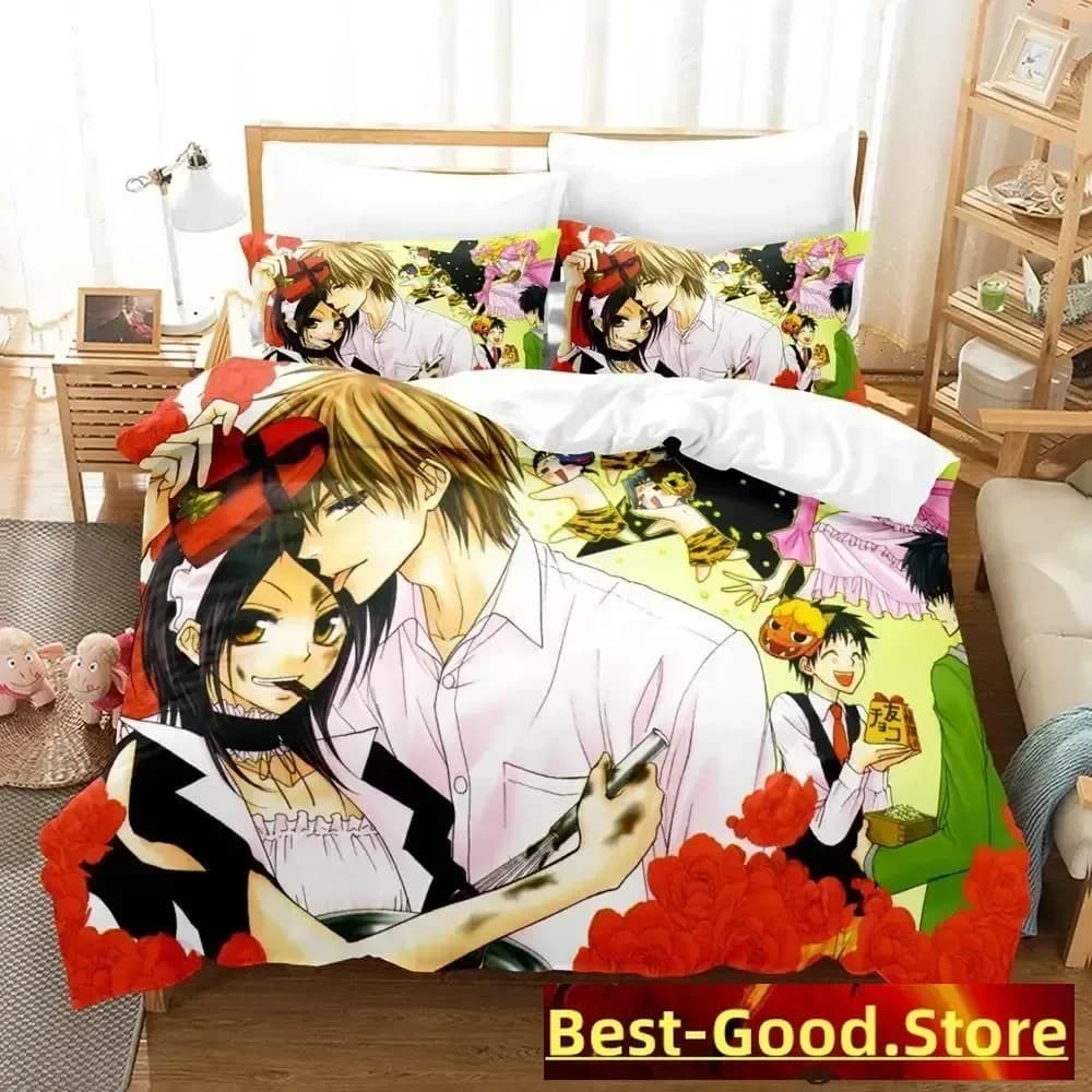 Set Letto Stampato Anime Kaichou Wa Maid-sama 2023, Copripiumino, Federe, Set Biancheria da Letto, Lenzuola, Copriletto, Misure Full Queen King