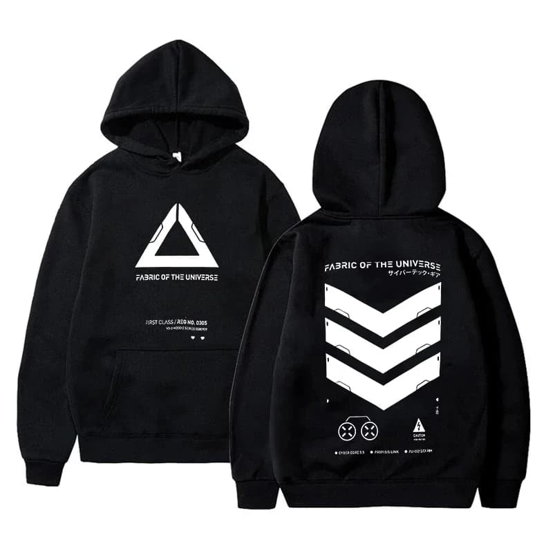 Felpa con cappuccio Cyberpunk street fashion per sport casual da pattinaggio su strada e corsa in stile Cyberpunk con design a freccia