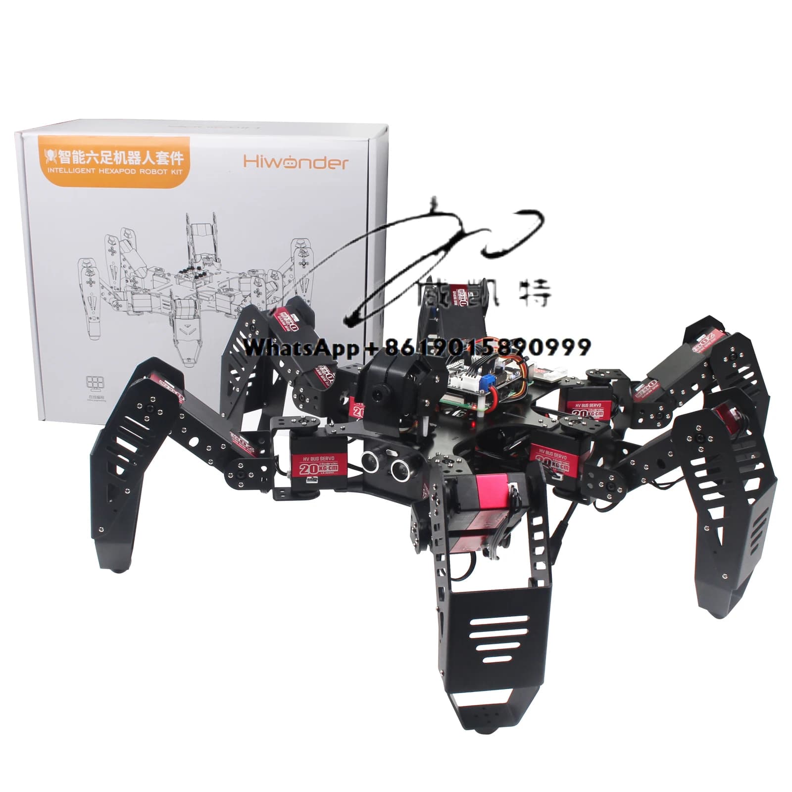 Robot ragno 18DOF Hexapod 2DOF PTZ finito con scheda principale per Raspberry Pi 4B/1G