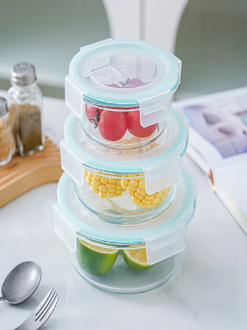 Contenitore in Vetro per Alimenti per Lavoratori d'Ufficio, Scatola per Conservazione Alimenti Adatta al Microonde, Piccola Lunch Box
