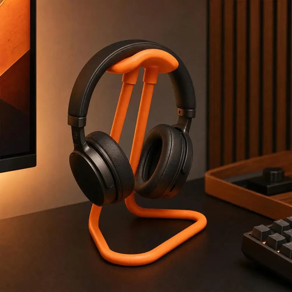 2026 3D Printed Headphone Stand, Simple Headset Holder with Triangular Stable Base, Universal Headphone Rack for Gaming Desktops