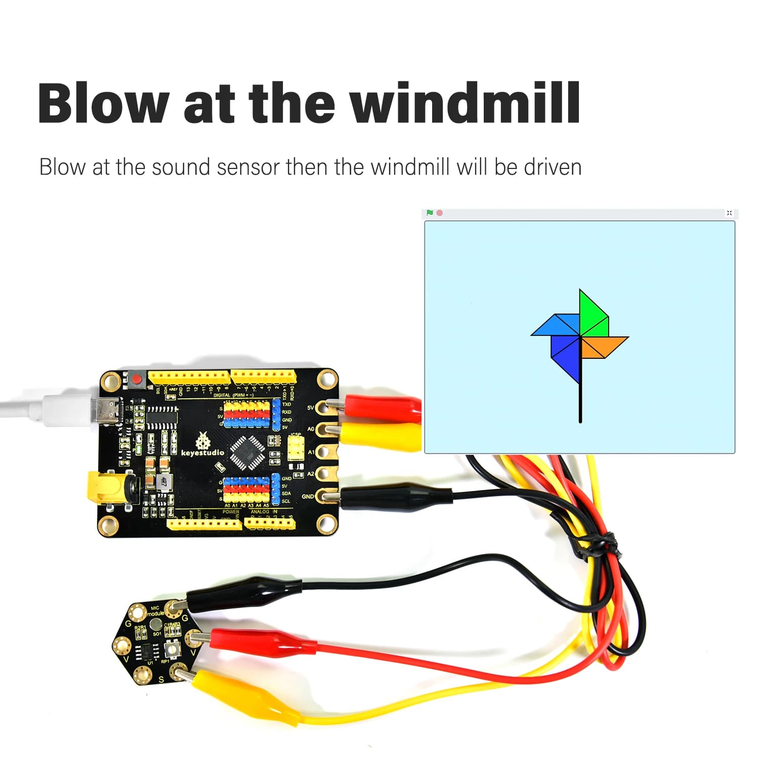 Keyestudio Honeycomb DIY Maker STEM Starter Kit + 19 projects for Arduino with crocodile cable based on scratch-resistant programming