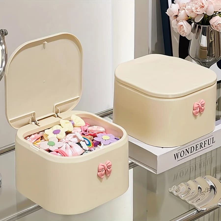 Organizer of hair accessories for girls, hair tie organizer for band, bows, buffer organization, bathroom containers with storage box