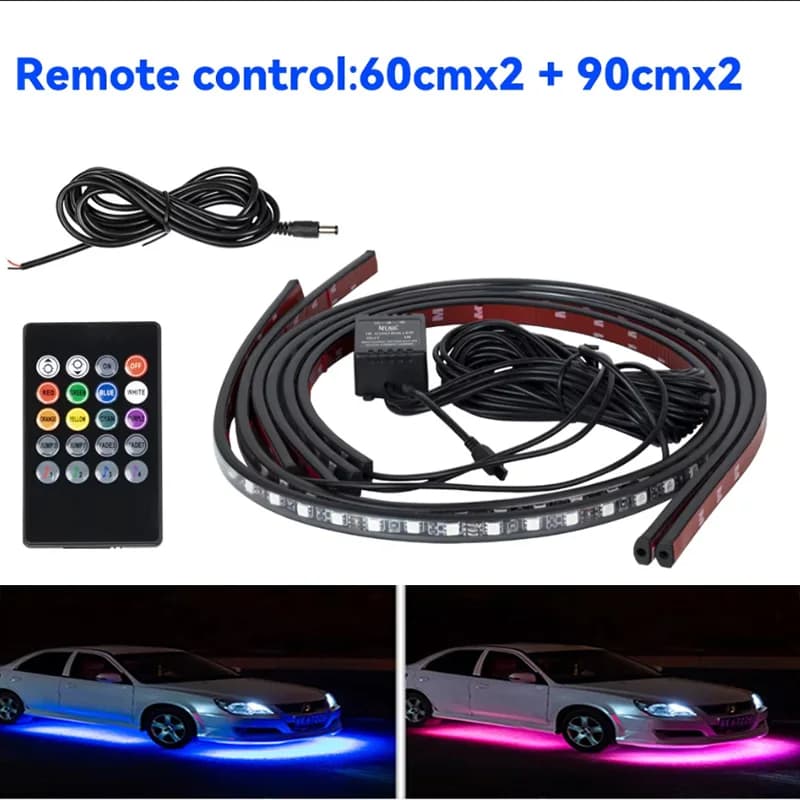 Kit Luci Sottoscocca Auto, Striscia LED Flessibile Neon, Controllo APP, Luce Ambiente RGB Dinamica, Impermeabile