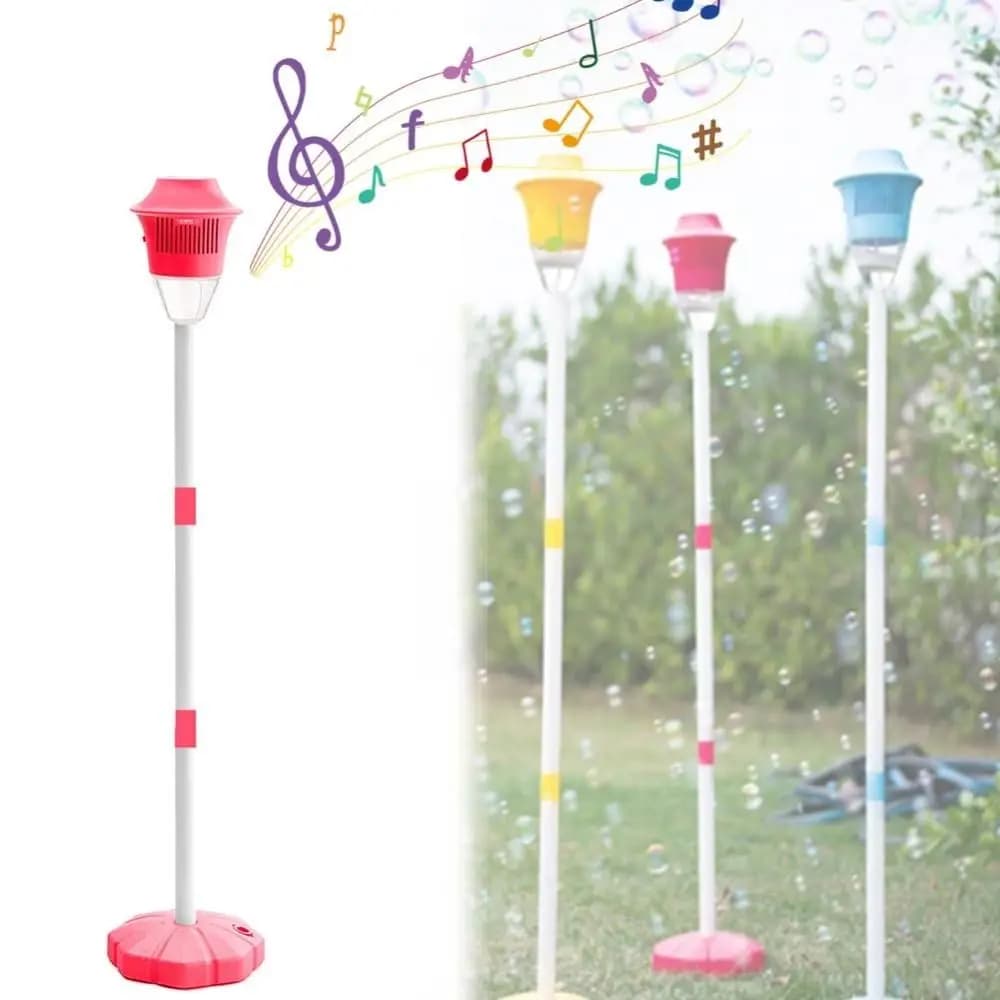 Macchina per bolle ricaricabile con supporto, luce notturna e musica, torcia per bolle, macchina automatica per bolle verticali