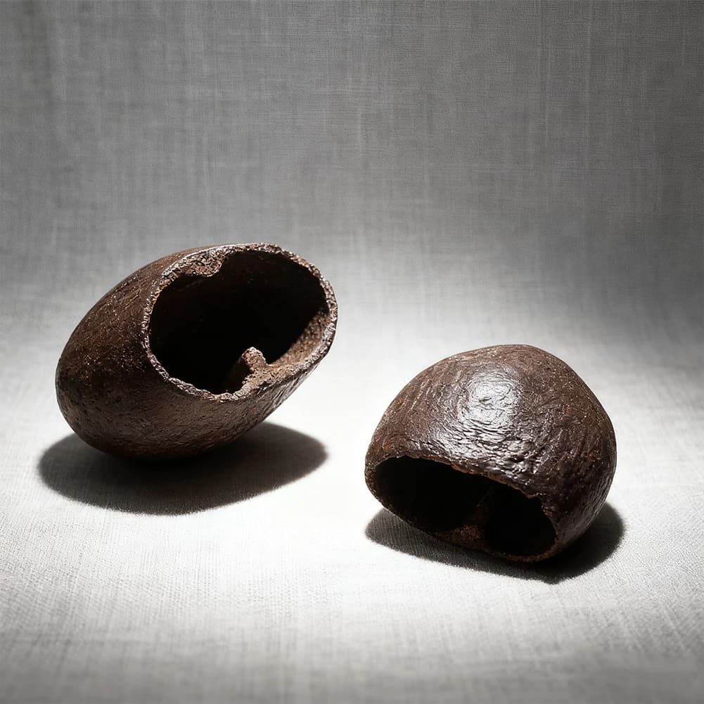2 pezzi di conchiglie di frutta salina secca naturale coppia di semi di palma rustico forniture artigianali per carillon a vento decorazione del giardino di casa fai da te
