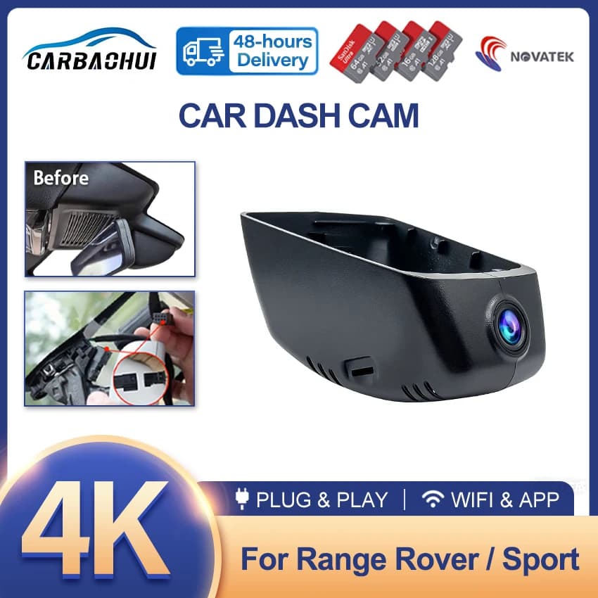 For Land Rover Range Rover and Sport 2023 2024 2025, 4K Dash Cam DVR Camera for Front and Rear Car Plug and Play Video