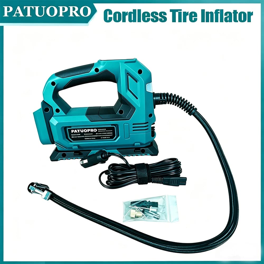 Compressore d'aria portatile senza fili per auto, pompa elettrica digitale gonfiabile, gonfiatore per pneumatici auto, compatibile con batteria Makita 18V