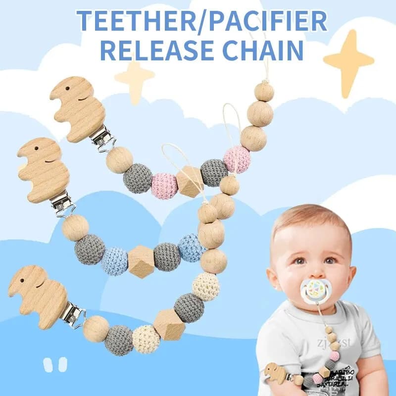 Massaggiagengive Bambino Anti-Mangiare Mano Ciuccio Clip Ciuccio Catena Giocattolo Per Bambini Molare Faggio Animale Elefante Catena Anti-Goccia