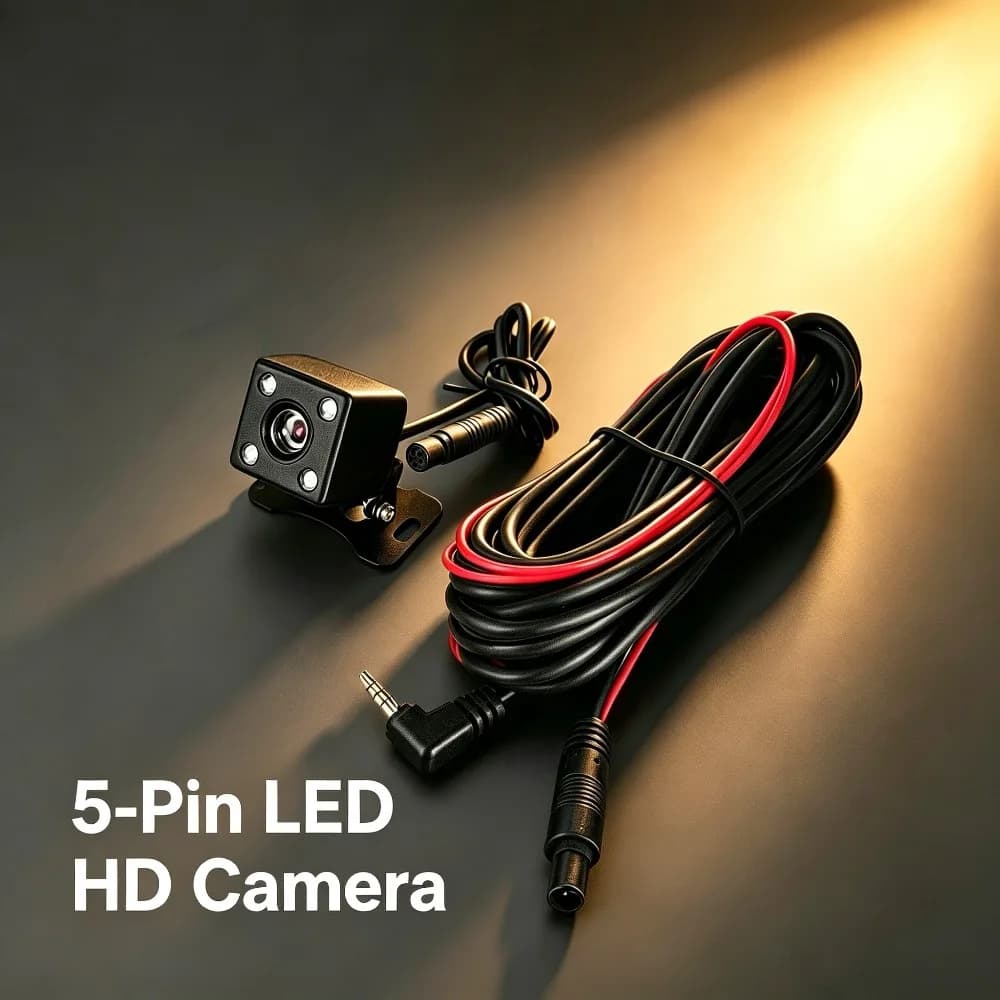4/5-Pin HD Car Rear View Camera, Night Vision Backup Cam for Dual Rec Dash Cam, 2.5mm AV Plug, Waterproof & Easy Install