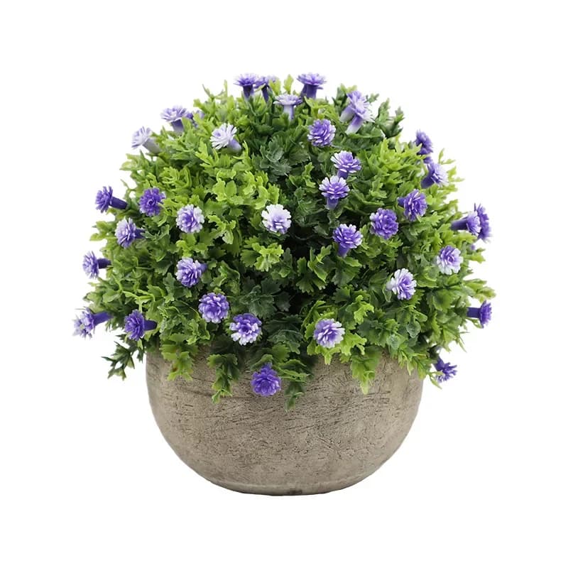 Simulated Purple Babysbreath Flower Lucky Grass Bonsai Creative Desktop Green Plant Potted Ornament Home Decor Accessories