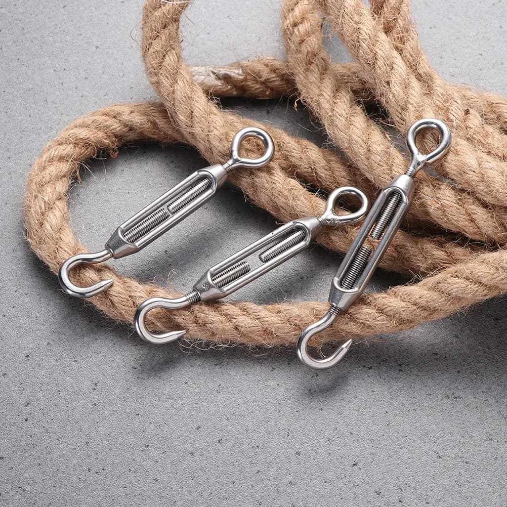 5Pcs Stainless Steel Turnbuckle Heavy Duty Adjustable Wire Rope Tensioner for Marine Construction Fence Shade Tent Installation