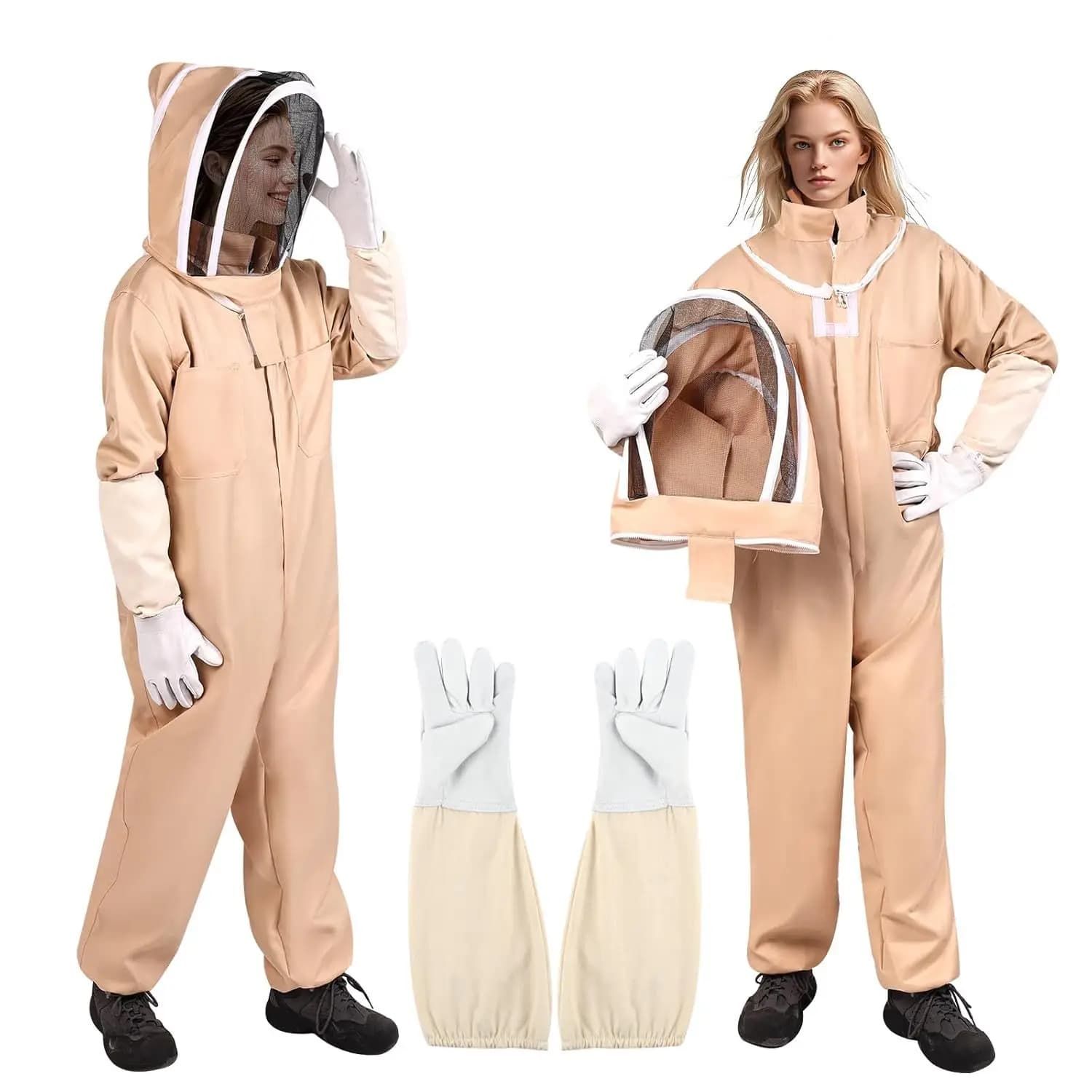 1 set professionale ventilato per tutto il corpo apicoltura ape che mantiene il vestito con guanti costume da apicoltore in cotone per il raccolto di miele