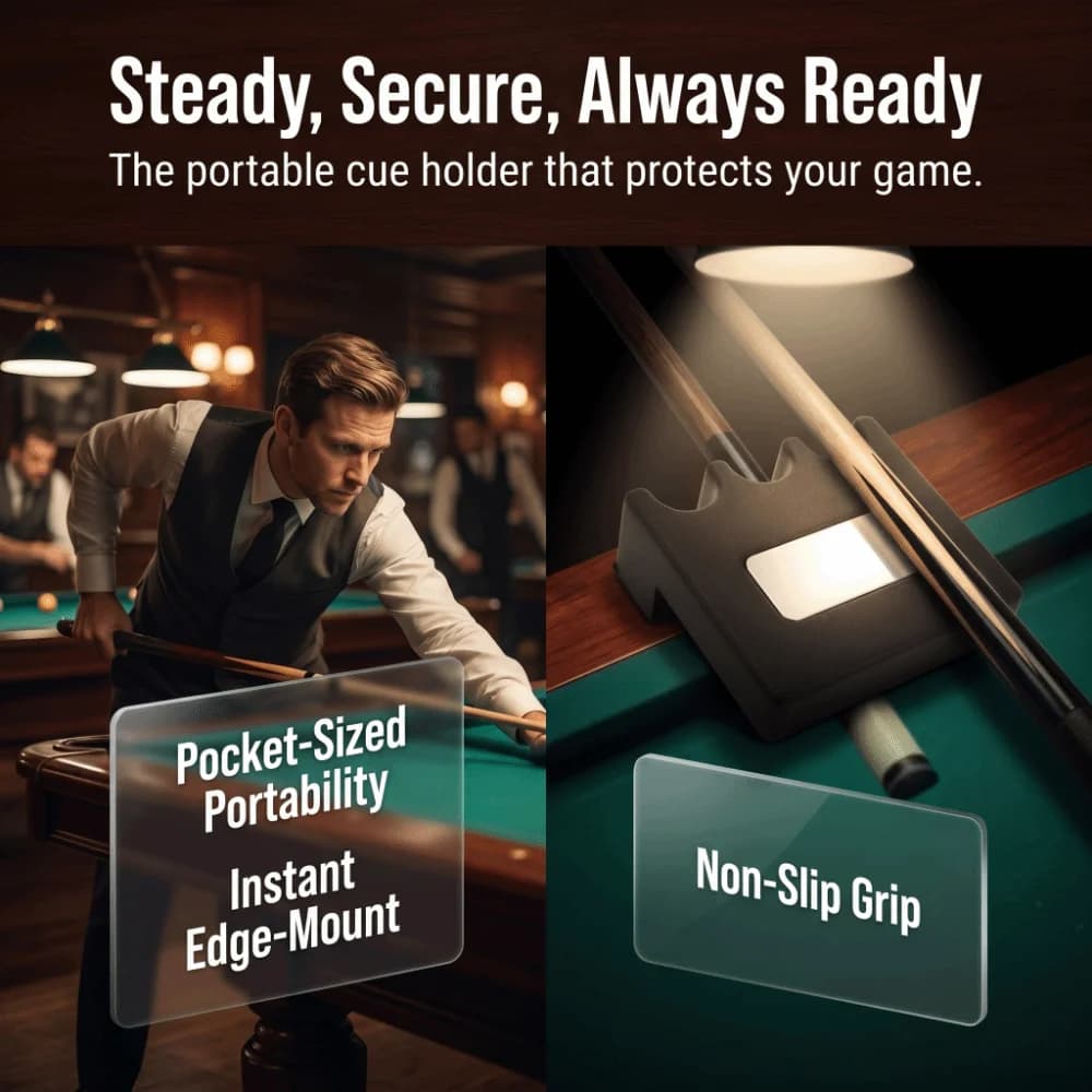 Non-Slip Surface Pool Cue Holder Compact Block Shape Three Slot Cutouts Cue Stick Holder Rounded Edges Billiard Accessory