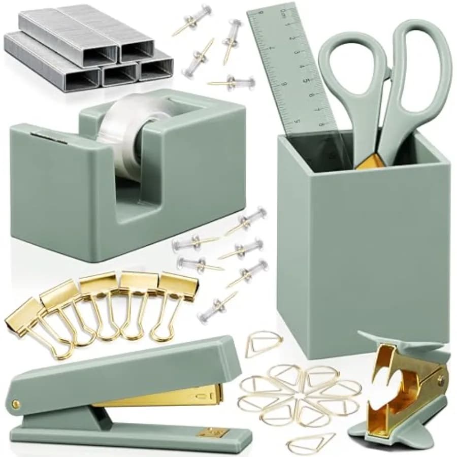 Set di accessori estetici per scrivania - Un set completo di organizer da scrivania per donne che valorizza qualsiasi arredamento d'ufficio - Un kit di forniture per l'ufficio