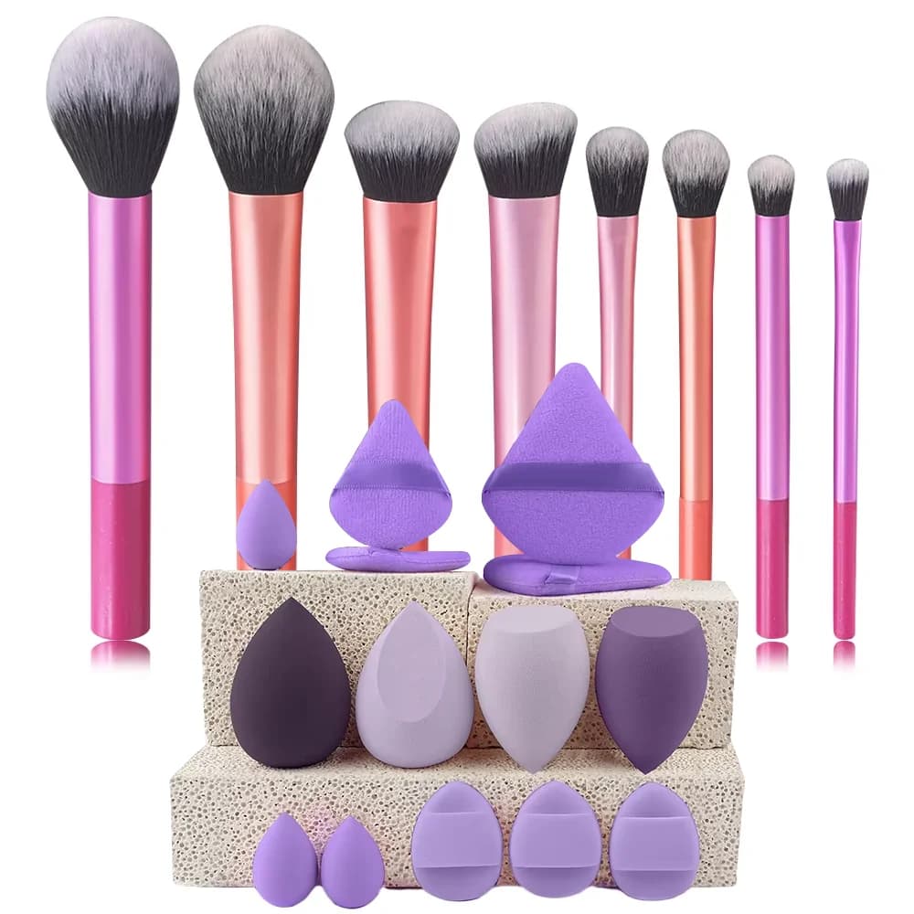 8Pcs Soft Synthetic Makeup Brushes Kit with Beauty Sponge, Foundation Blush Eyeshadow Professional Cosmetic Makeup Tools