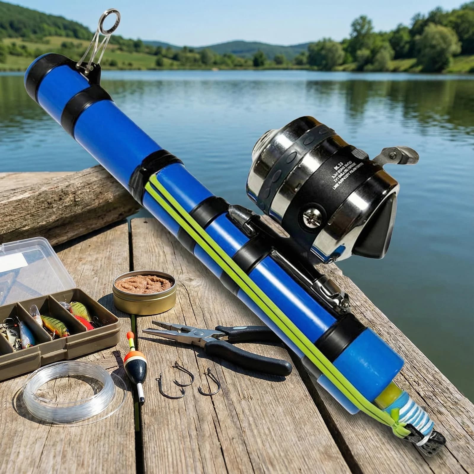 Supporto Compatto per Canna da Pesca con Catapulta, Lanciatore di Esche Preciso e Riutilizzabile, Attrezzatura per Lanciare Esche per Bass, Trota, Pesce Gatto e Acque Salate