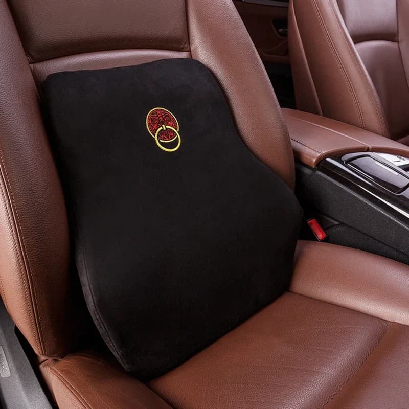 Cuscino lombare per auto in memory foam Forbell, cuscino per schienale in pelle scamosciata a rimbalzo lento, supporto ergonomico per sedia da auto e da ufficio