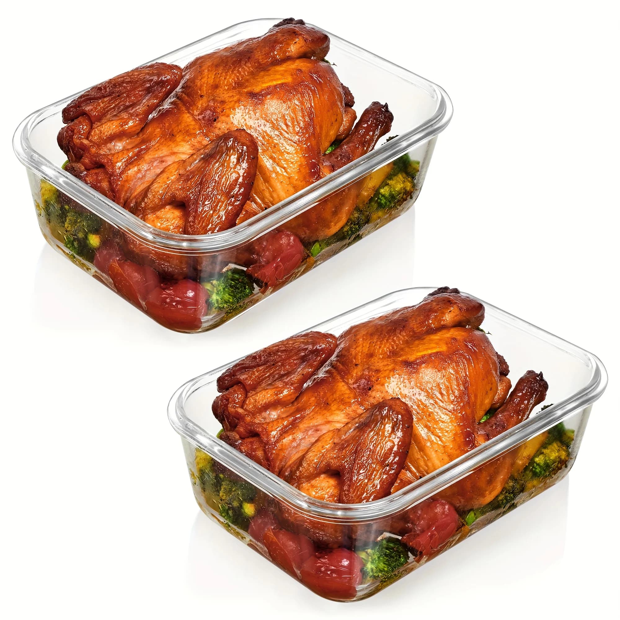 Set di 2 Contenitori in Vetro da 1860ml/63oz con Coperchi, Set di Contenitori per Alimenti con Chiusura Ermetica a Scatto per Cucinare