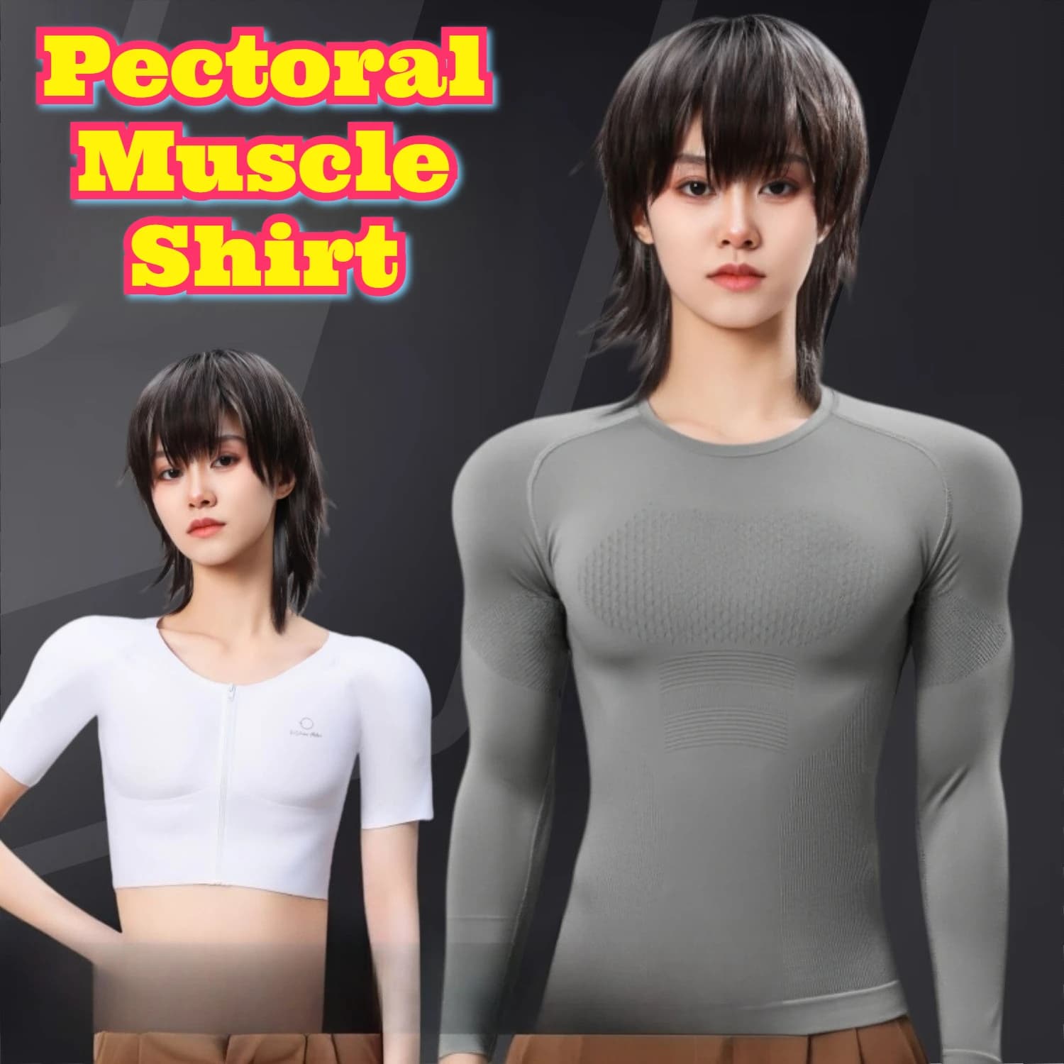 Camicia muscolare Bodybuilding Potenziamento del torace Canottiera a compressione senza cuciture Maglietta realistica imbottita per muscoli finti Petto piatto sottile