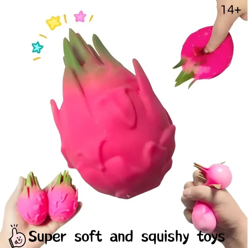 Dragon Fruit Squish Ball Gift Squishy Squeeze Stress Reliever Fidget Sensory Toy Simulation Fruit Toy, Squeeze Balls For Kids