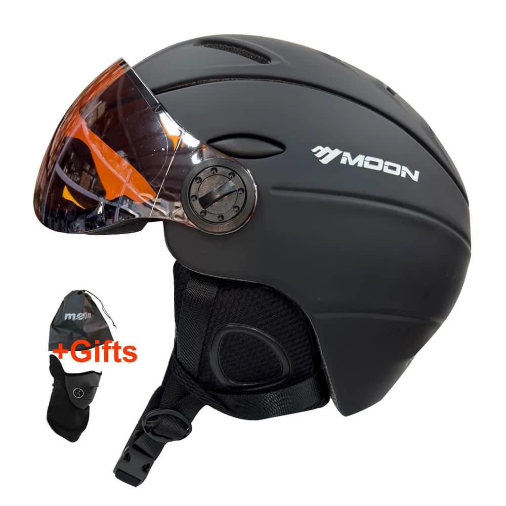 MOON Casco da sci semi coperto modellato integralmente professionale Sport uomo donna Neve Sci Caschi da snowboard con copertura per occhiali