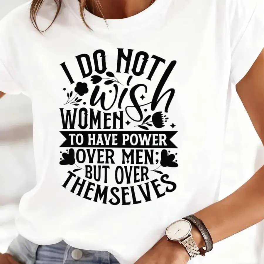 【New style】Women's Empowerment T-Shirt - White Blouse Suitable for Summer Outfits and Casual Wear Versatile Machine-Washable To