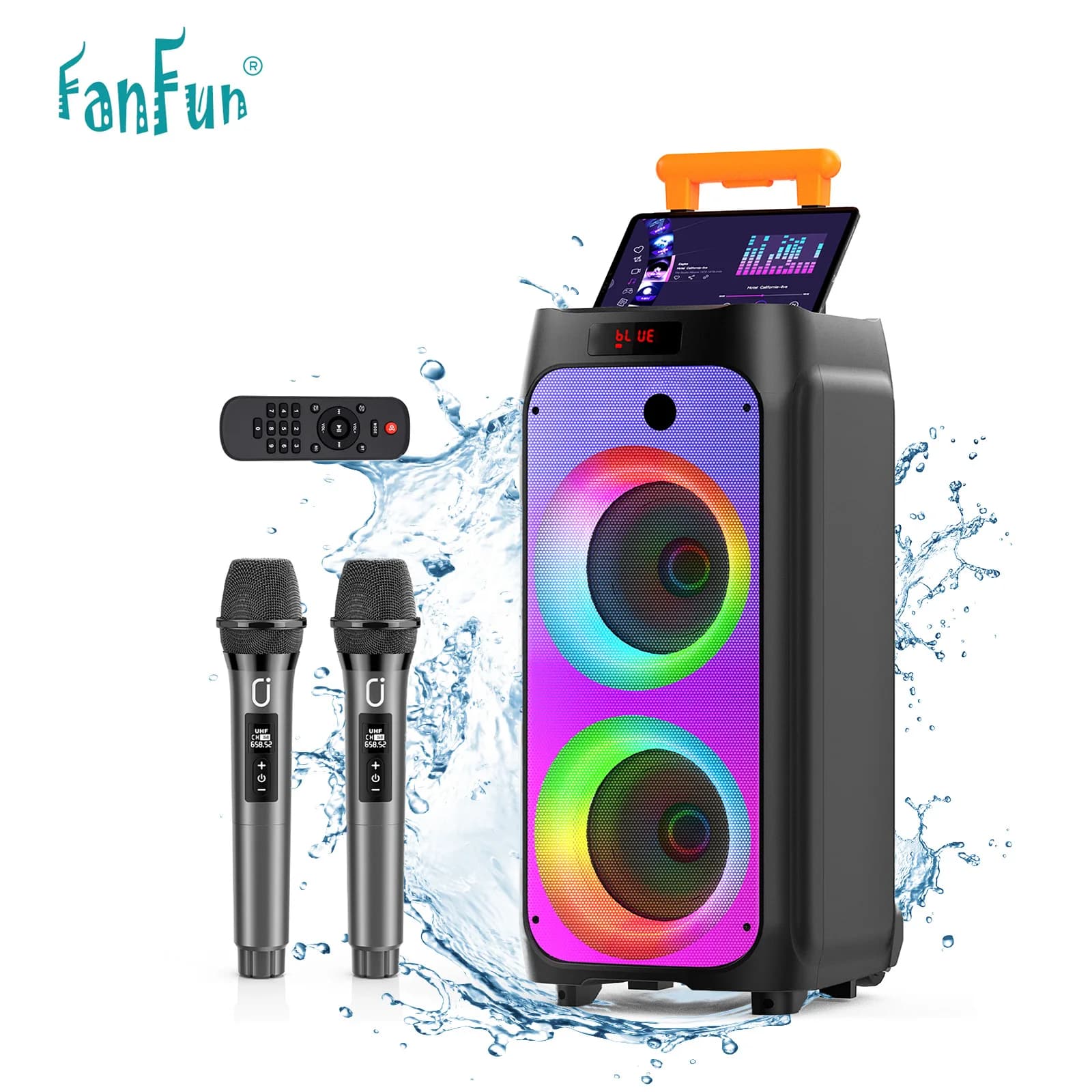 T8Karaoke Machine, portable Bluetooth speaker with 2 wireless karaoke microphones, karaoke machine for adults and children for home parties