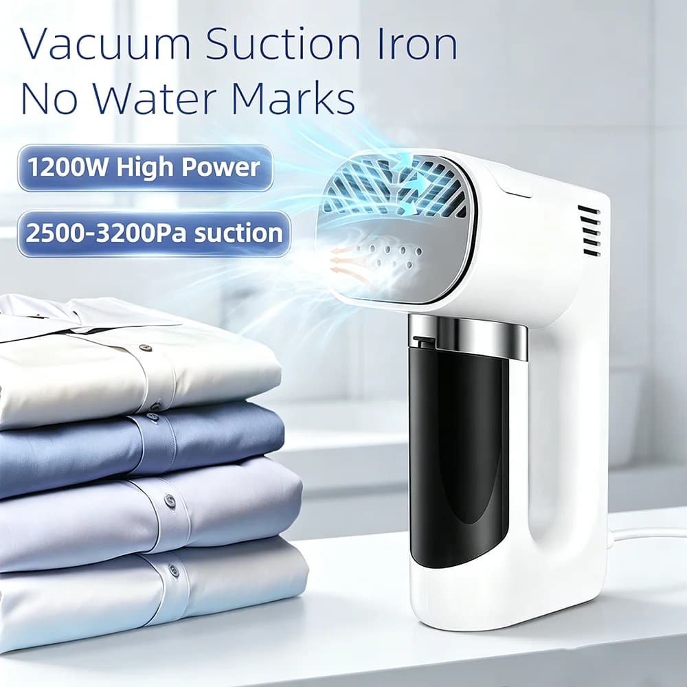 2 in 1 Portable Garment Steamer 1200W Dual Steam Vacuum Handheld Iron Fast Wrinkle Removal Steam Iron
