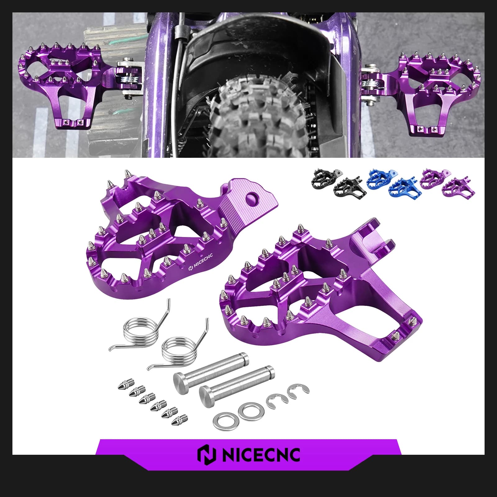 NICECNC For 2024 2023 Surron Light Bee X Extended Pedals Lean Poggiapie Kit For Sur-Ron Light Bee S L1E Segway X260 2017-2024