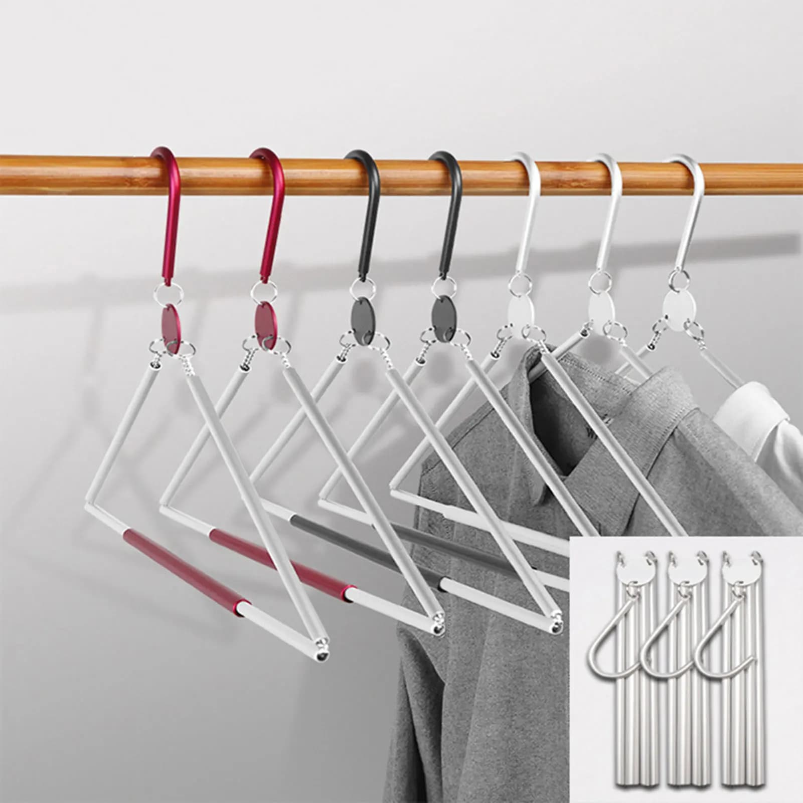 2pcs Foldable Coat Drying Rack,Aluminum Clothes Hangers,Compact Space Saver Closet Organizer For Travel Hotel Clothes Hangers