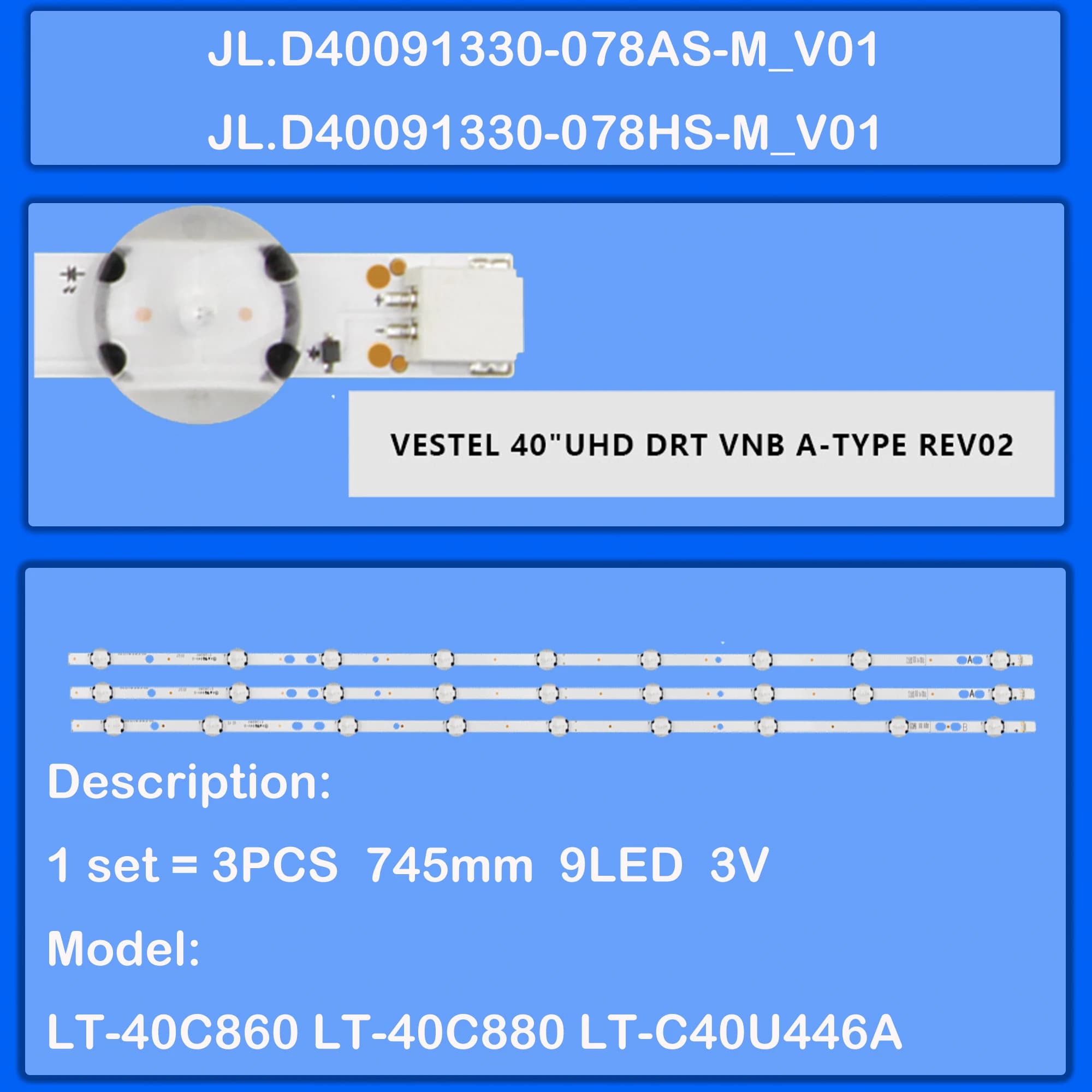 Striscia di retroilluminazione a LED per LT-40R5020U LT-40R5000U LT-40R6020 LT-40TU6020 LT-40400DLB LT-XU40B401 LT-40SCU9000 LT-40SCU9600