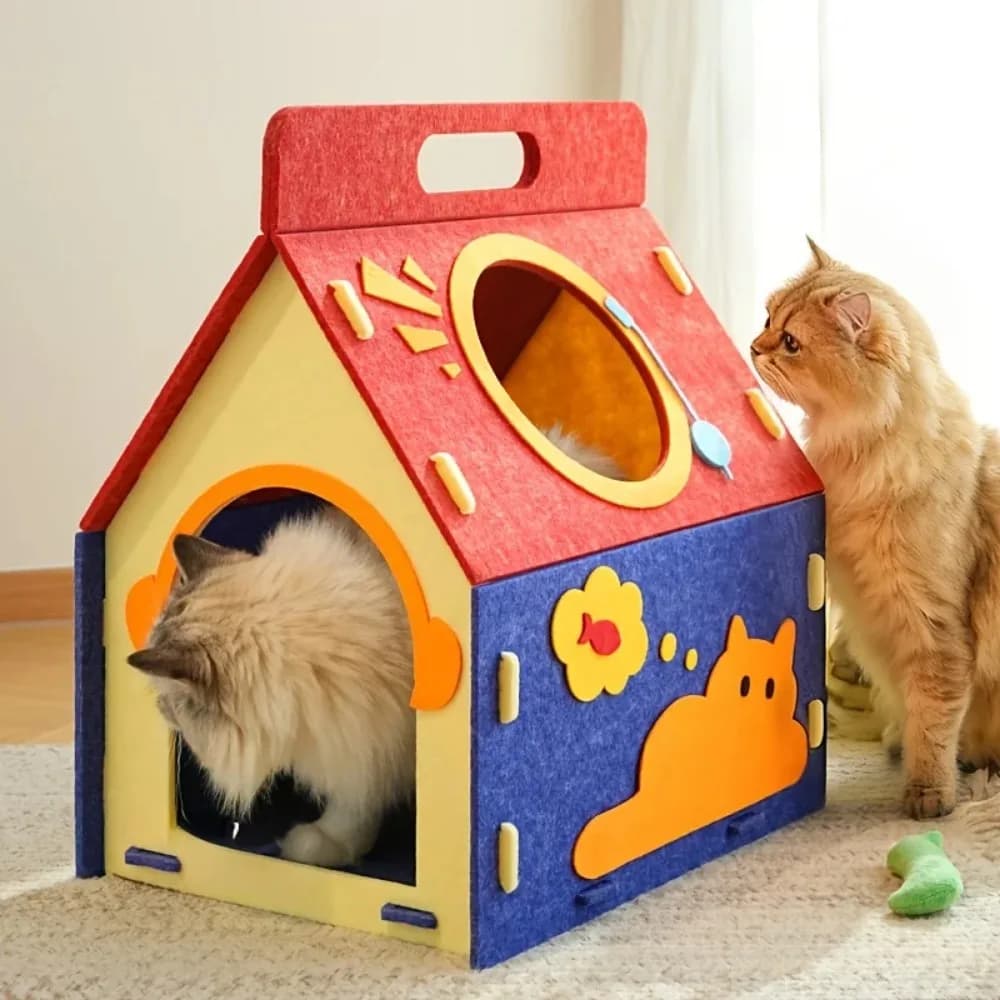 Cat Litter Four Seasons Universal Large Space Semi-enclosed Cat Villa New Style Cat House Portable Pet Litter Felt Cat House