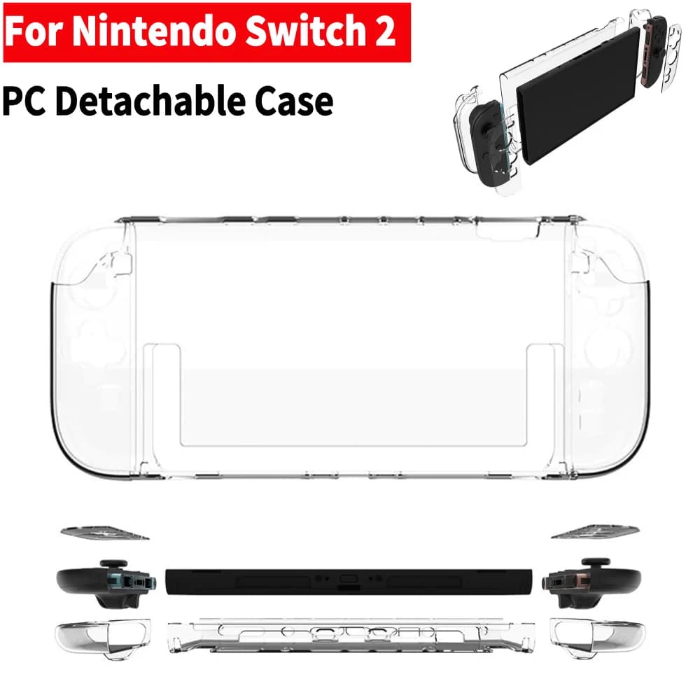 Custodia rigida trasparente in PC per Switch 2, cover protettiva anti-caduta trasparente per console da gioco portatile Nintendo Switch 2