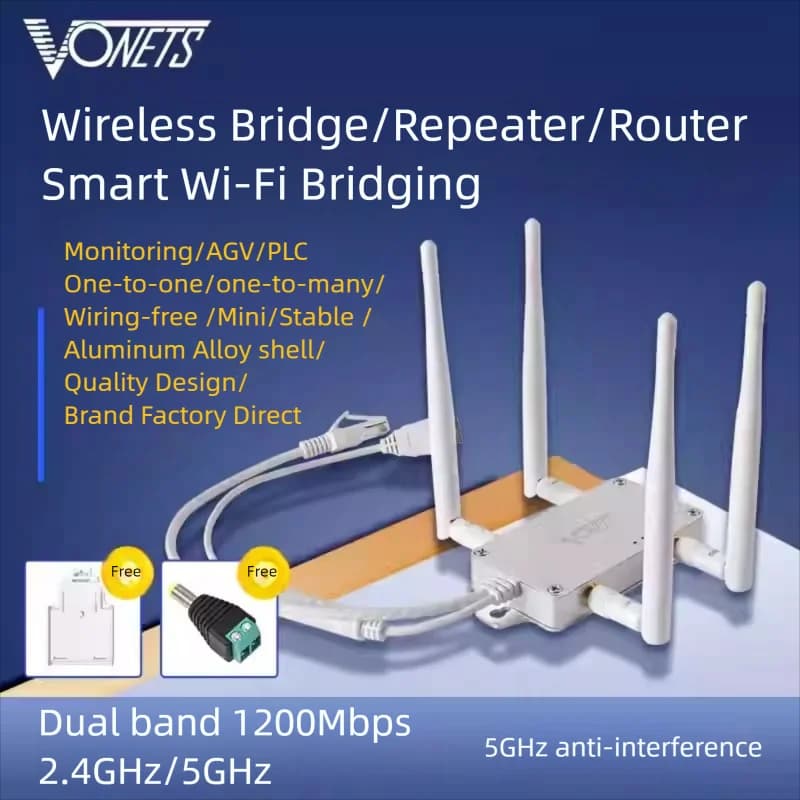 VONETS VBG1200 Industrial Dual Band 2.4GHz/5GHz WiFi Router Wireless Bridge Ethernet Repeater WiFi Adapter for Network Devices