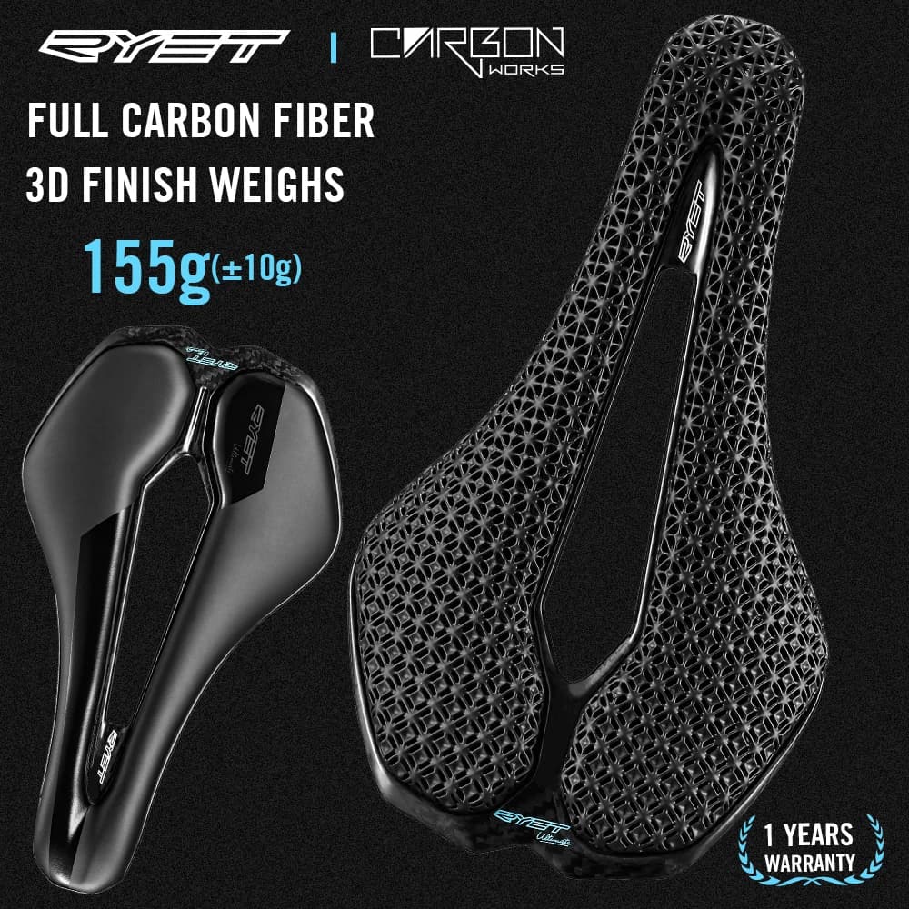 RYET Carbon 3D Printed Bike sella Super Light Road MTB Seat Parts Racing 7x9mm cuscino per sedili ciclismo accessori per biciclette