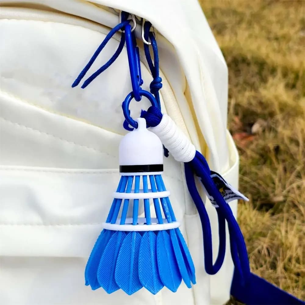 Portachiavi a Forma di Volano da Badminton in Tinta Unita, Ciondolo Creativo per Borsa con Cordino, Divertente Portachiavi 3D Stampato