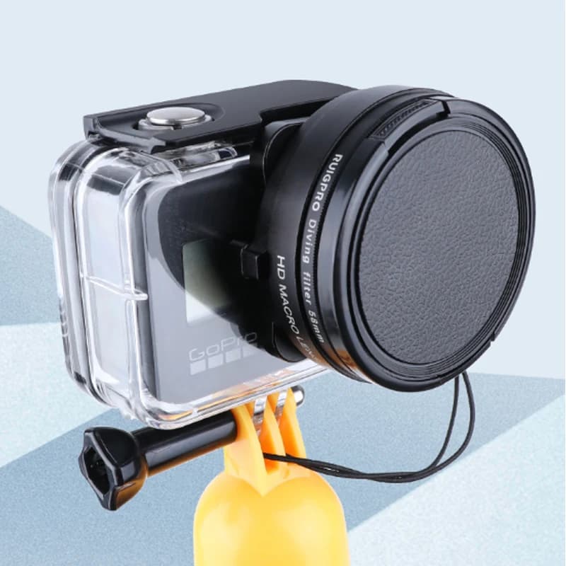 16X Macro filter for Gopro 10/9/8 black original waterproof cover for diving red purple filter + ring adapter + lens cover for Gopro 10/9